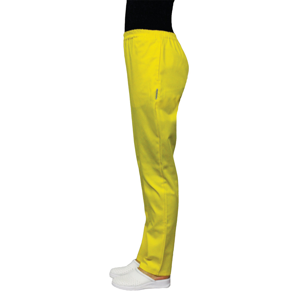Pantaloni unisex galbeni cu elastic si doua buzunare laterale 2